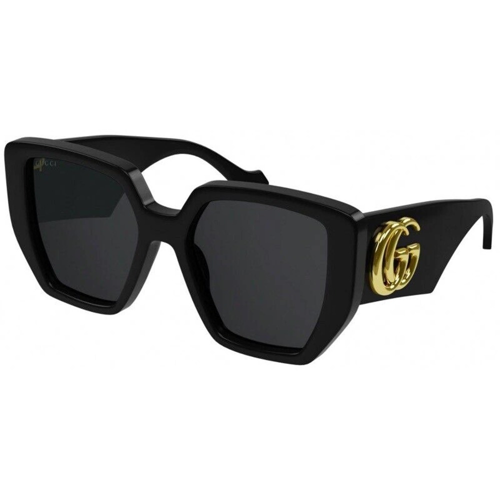 Gucci Sunglasses GG0956S 003 Black Gold Grey Square Woman AUTHENTIC - Picture 1 of 8